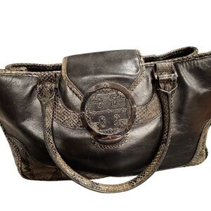 Tory Burch Black snake skin Shoulder Bag